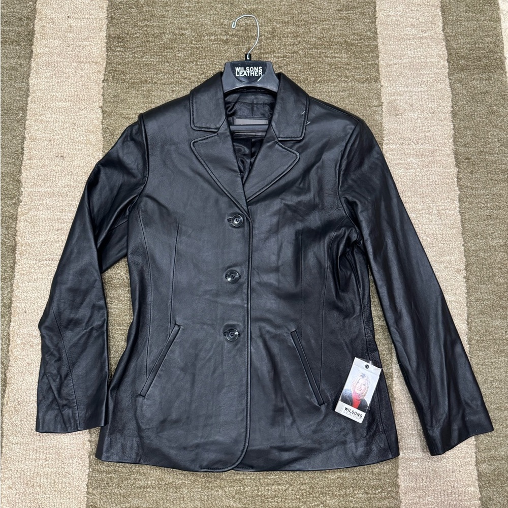 Wilsons Leather Women's Black Button-Up Jacket
